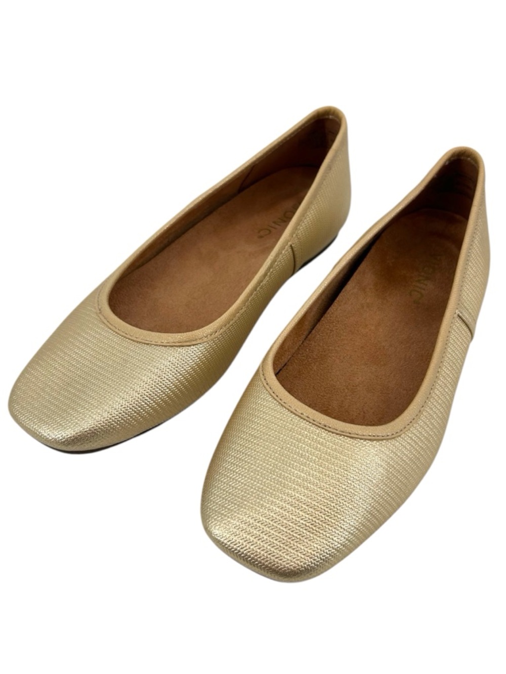 Vionic Orinda Square Toe Ballet Flats in Gold Womens Size 7 READ